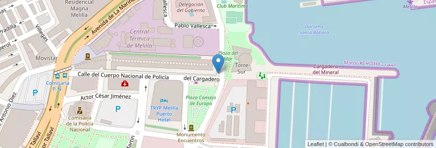 Mapa de ubicacion de Paseo Marítimo Alcalde Rafael Ginel Cañamaque en Spanje, Melilla, Melilla.