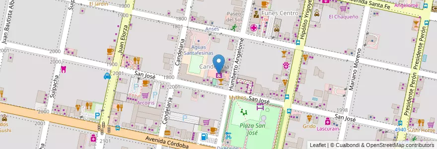 Mapa de ubicacion de Paseo Plaza San José en 阿根廷, Santa Fe, Departamento Rosario, Municipio De Funes, Funes.