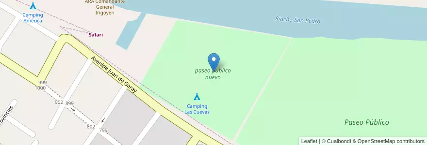 Mapa de ubicacion de paseo publico nuevo en Аргентина, Буэнос-Айрес, Partido De San Pedro.