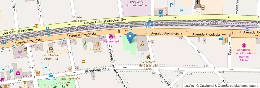 Mapa de ubicacion de Paseo Recreativo María Elena Walsh en アルゼンチン, ブエノスアイレス州, Partido De La Matanza, Ramos Mejía.