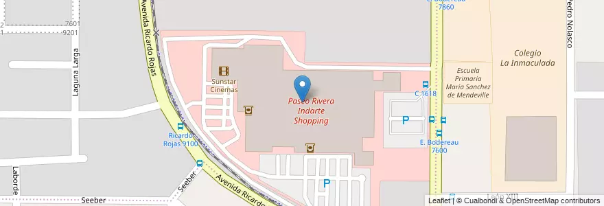 Mapa de ubicacion de Paseo Rivera Indarte Shopping en Argentina, Córdoba, Departamento Capital, Pedanía Capital, Córdoba, Municipio De Córdoba.