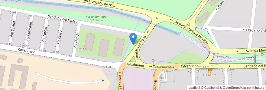 Mapa de ubicacion de Paseo Santiago del Estero Oeste en アルゼンチン, メンドーサ州, チリ, Godoy Cruz, Departamento Capital, Distrito Ciudad De Godoy Cruz, Ciudad De Mendoza.