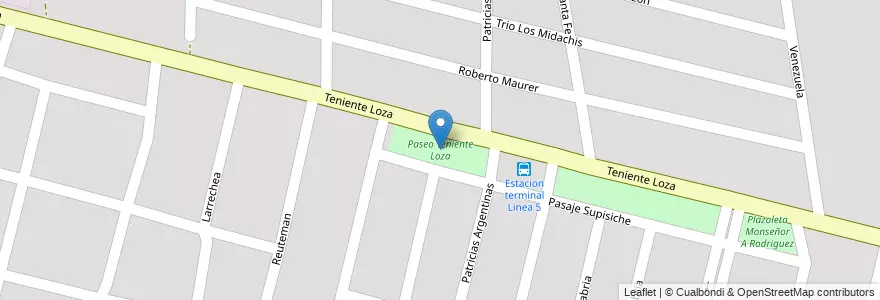 Mapa de ubicacion de Paseo Teniente Loza en Arjantin, Santa Fe, Departamento La Capital, Santa Fe Capital, Santa Fe.