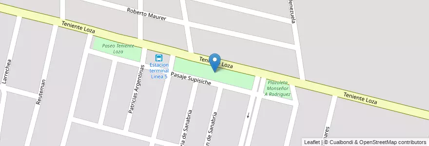 Mapa de ubicacion de Paseo Teniente Loza en アルゼンチン, サンタフェ州, Departamento La Capital, Santa Fe Capital, Santa Fe.