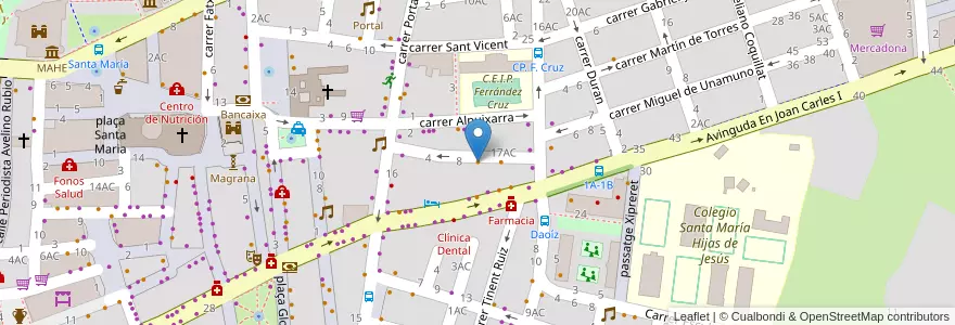 Mapa de ubicacion de Paserela Centro en Испания, Валенсия, Аликанте, Бах-Виналопо, Elx / Elche.