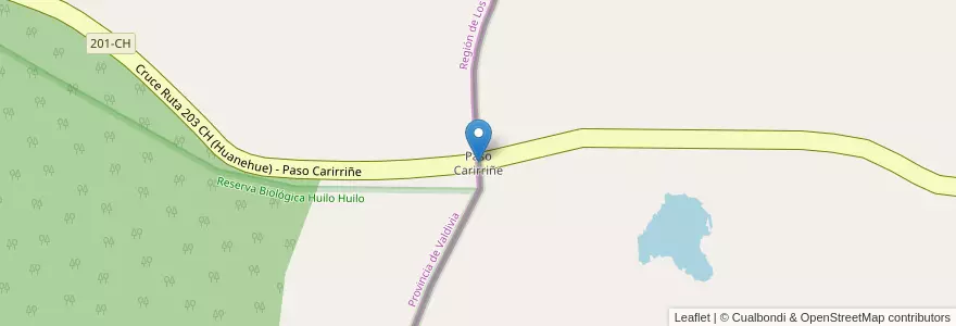 Mapa de ubicacion de Paso Carirriñe en 阿根廷, 智利, 內烏肯省, Departamento Huiliches.