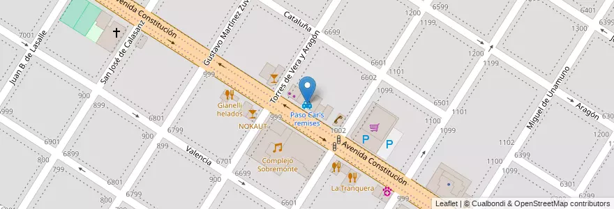Mapa de ubicacion de Paso Car's remises en Arjantin, Buenos Aires, Partido De General Pueyrredón, Mar Del Plata.
