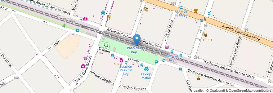 Mapa de ubicacion de Paso del Rey en Argentina, Provincia Di Buenos Aires, Partido De Merlo, Merlo.