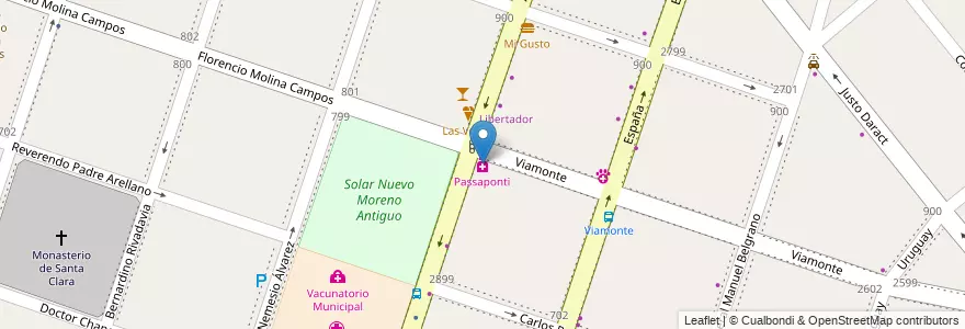 Mapa de ubicacion de Passaponti en 阿根廷, 布宜诺斯艾利斯省, Partido De Moreno, Moreno.