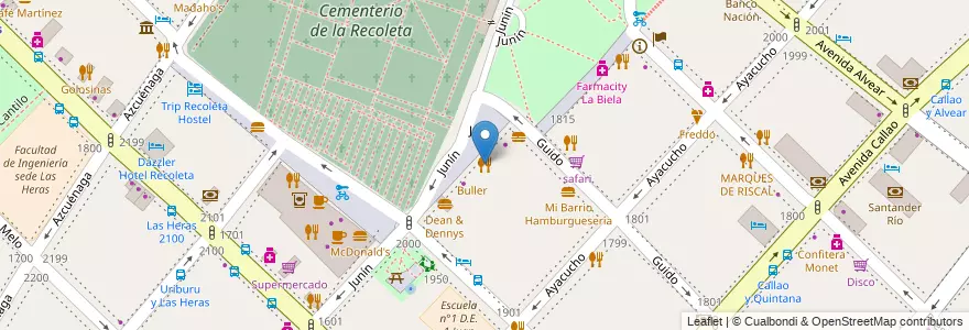 Mapa de ubicacion de Pasta Recoleta Bodegon, Recoleta en Argentinië, Ciudad Autónoma De Buenos Aires, Comuna 2, Buenos Aires.