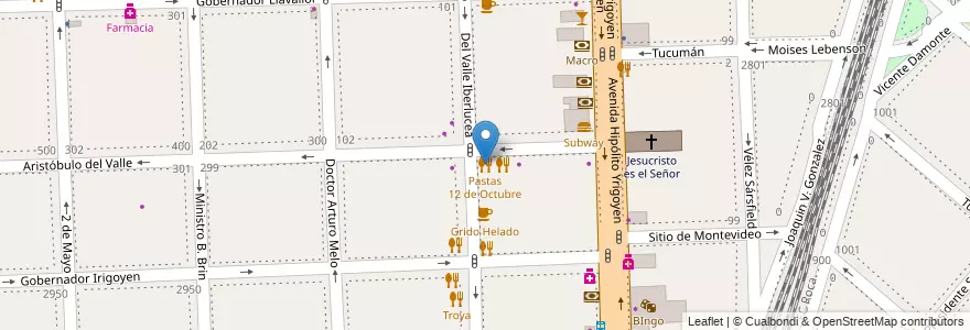 Mapa de ubicacion de Pastas 12 de Octubre en Arjantin, Buenos Aires, Partido De Lanús, Lanús Oeste.