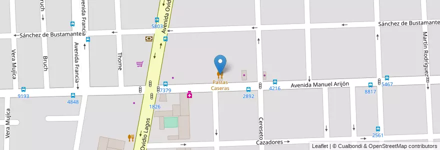 Mapa de ubicacion de Pastas Caseras en アルゼンチン, サンタフェ州, Departamento Rosario, Municipio De Rosario, ロサリオ.