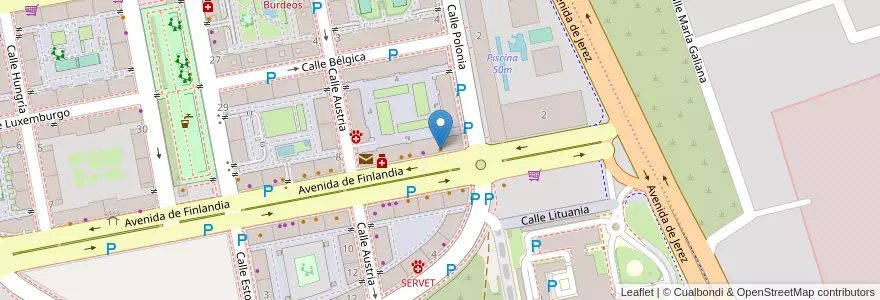 Mapa de ubicacion de Pastelería Cafetería Los Ángeles en 스페인, Andalucía, Sevilla, 세비야.