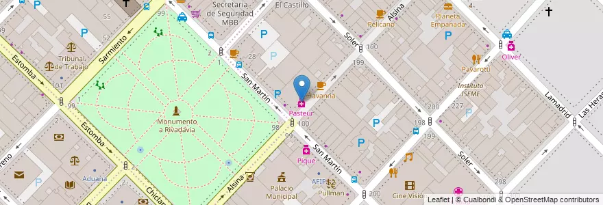 Mapa de ubicacion de Pasteur en Arjantin, Buenos Aires, Partido De Bahía Blanca, Bahía Blanca.