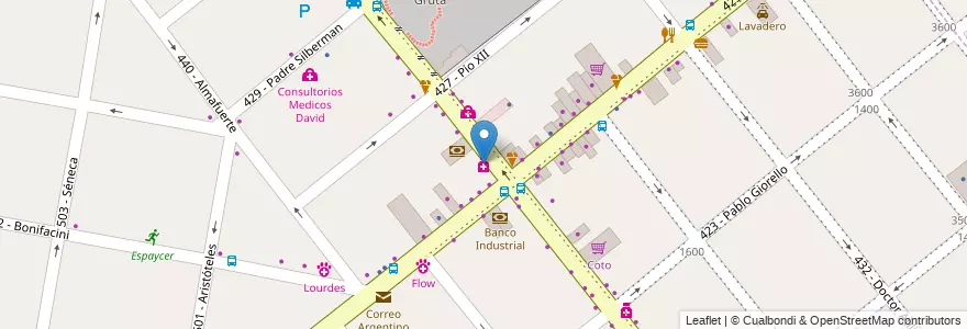 Mapa de ubicacion de Pasteur en Arjantin, Buenos Aires, Partido De Tres De Febrero, Santos Lugares.