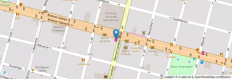 Mapa de ubicacion de Pasteur en Argentinië, Santa Fe, Departamento La Capital, Santa Fe Capital, Santa Fe.