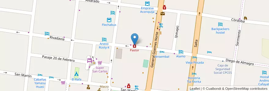 Mapa de ubicacion de Pastor en Argentine, Salta, Cafayate, Municipio De Cafayate.