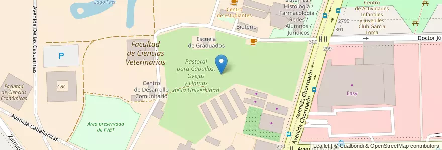 Mapa de ubicacion de Pastoral para Caballos, Ovejas y Llamas de la Universidad, Agronomia en Аргентина, Буэнос-Айрес, Буэнос-Айрес, Comuna 15.