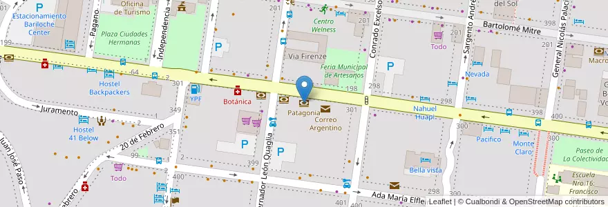 Mapa de ubicacion de Patagonia en 阿根廷, 智利, 内格罗河省, Departamento Bariloche, Municipio De San Carlos De Bariloche, San Carlos De Bariloche.