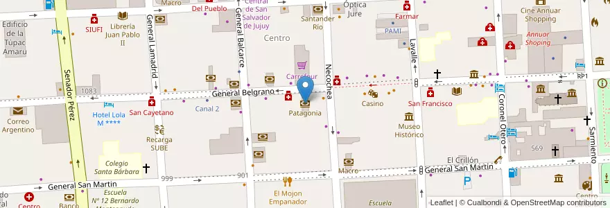 Mapa de ubicacion de Patagonia en アルゼンチン, フフイ州, Departamento Doctor Manuel Belgrano, Municipio De San Salvador De Jujuy.