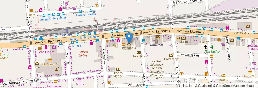 Mapa de ubicacion de Patagonia, Liniers en アルゼンチン, Ciudad Autónoma De Buenos Aires, Comuna 9, ブエノスアイレス.
