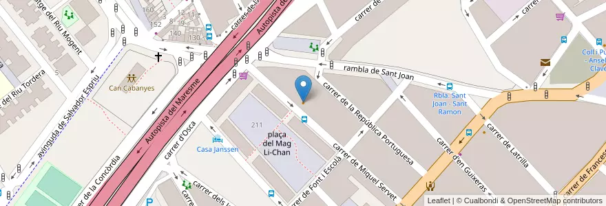 Mapa de ubicacion de Patates Corominas en スペイン, カタルーニャ州, Barcelona, バルサルネス, Badalona.