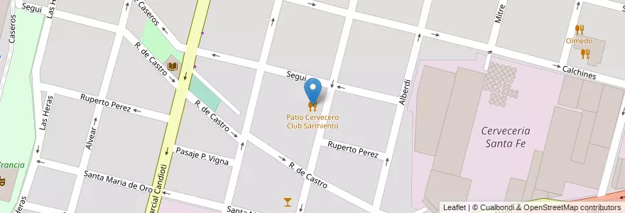 Mapa de ubicacion de Patio Cervecero Club Sarmiento en Argentina, Santa Fe, Departamento La Capital, Santa Fe Capital, Santa Fe.