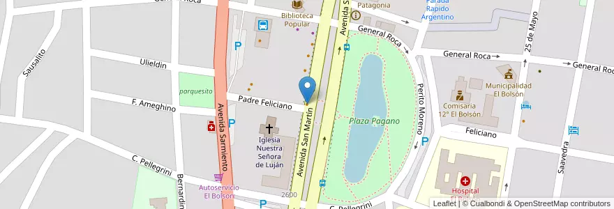 Mapa de ubicacion de Patio Cervecero el Bolsón Centro en آرژانتین, شیلی, استان ریو نگرو، آرژانتین, Departamento Bariloche, El Bolsón.