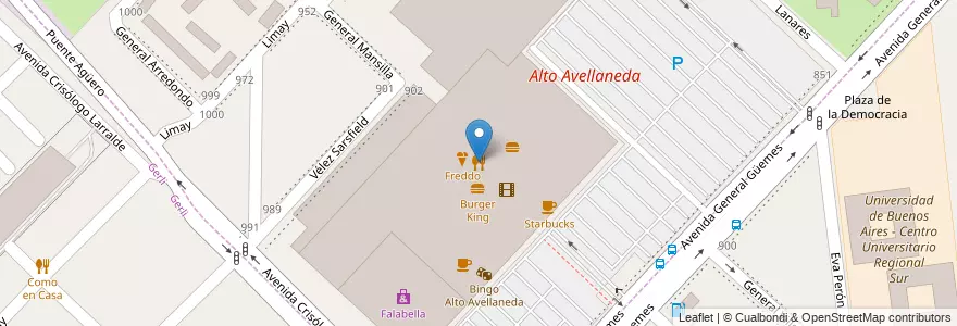 Mapa de ubicacion de Patio de Comidas en 阿根廷, 布宜诺斯艾利斯省, Partido De Avellaneda, Avellaneda.