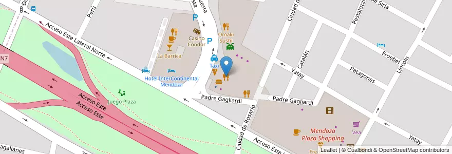 Mapa de ubicacion de Patio de Comidas en アルゼンチン, チリ, メンドーサ州, Departamento Guaymallén, Distrito Villa Nueva.