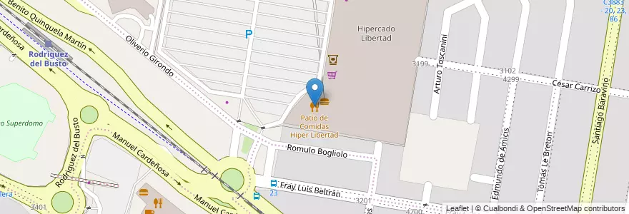 Mapa de ubicacion de Patio de Comidas Hiper Libertad en Argentinië, Córdoba, Departamento Capital, Pedanía Capital, Córdoba, Municipio De Córdoba.