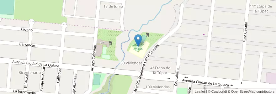 Mapa de ubicacion de Patio Esc. Nº 465 en アルゼンチン, フフイ州, Departamento Doctor Manuel Belgrano, Municipio De San Salvador De Jujuy, Alto Comedero.