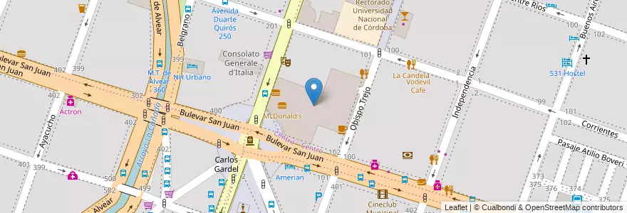 Mapa de ubicacion de Patio Olmos Shopping en 아르헨티나, Córdoba, Departamento Capital, Pedanía Capital, Córdoba, Municipio De Córdoba.