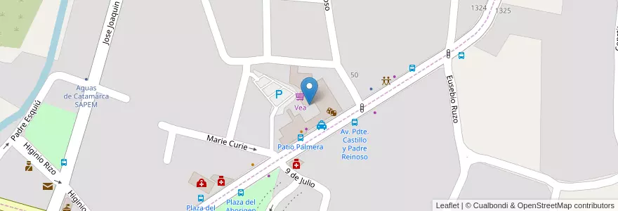 Mapa de ubicacion de Patio Palmera en Arjantin, Catamarca, Departamento Valle Viejo, Municipio De Valle Viejo, Santa Rosa.