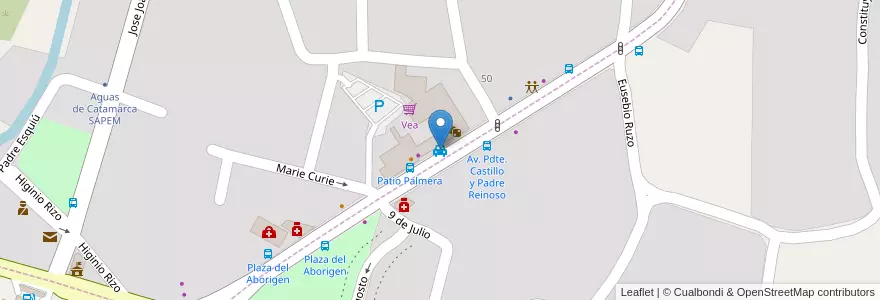 Mapa de ubicacion de Patio Palmeras en Arjantin, Catamarca, Departamento Valle Viejo, Municipio De Valle Viejo, Santa Rosa.