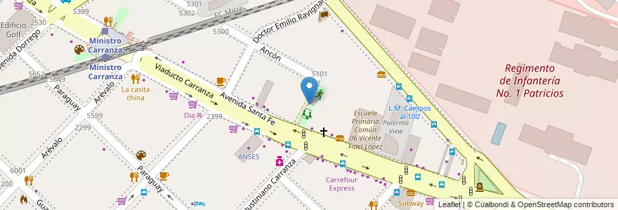 Mapa de ubicacion de Patio Porteño Del Jacarandá, Palermo en الأرجنتين, Ciudad Autónoma De Buenos Aires, Buenos Aires, Comuna 14.