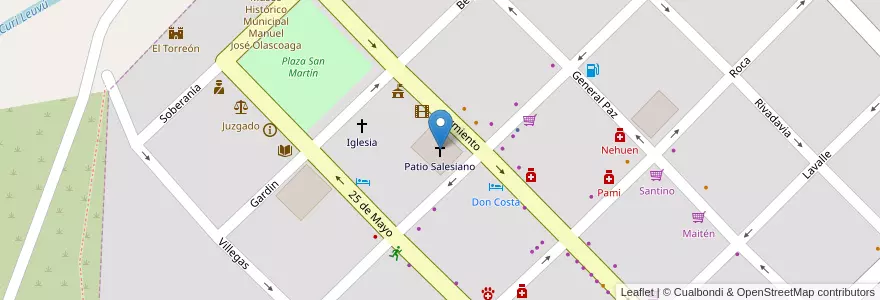 Mapa de ubicacion de Patio Salesiano en Arjantin, Şili, Neuquén, Departamento Chos Malal, Chos Malal, Chos Malal.