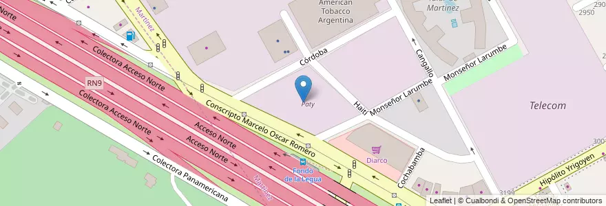Mapa de ubicacion de Paty en Arjantin, Buenos Aires, Partido De San Isidro, Martínez.