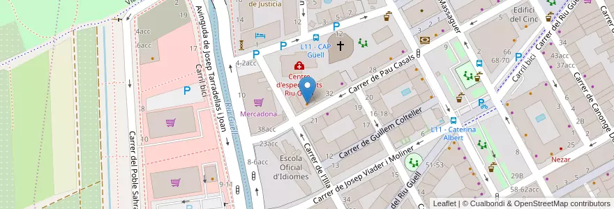 Mapa de ubicacion de Pau casals en İspanya, Catalunya, Girona, Gironès, Girona.