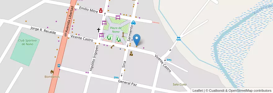 Mapa de ubicacion de Paulitos en Аргентина, Кордова, Departamento San Alberto, Municipio De Nono, Pedanía Nono, Nono.