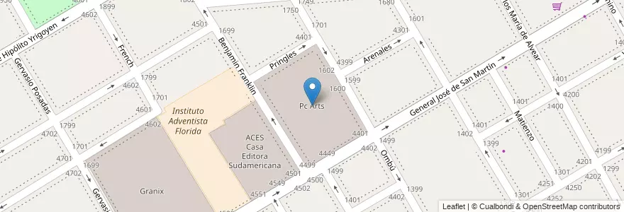 Mapa de ubicacion de Pc Arts en 阿根廷, 布宜诺斯艾利斯省, Partido De Vicente López, Vicente López.