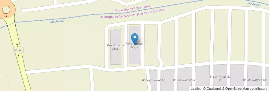 Mapa de ubicacion de P.deLimache-Mza2 en Argentinië, Salta, San José De Los Cerrillos.
