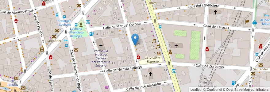 Mapa de ubicacion de Pecado Carnal en اسپانیا, بخش خودمختار مادرید, بخش خودمختار مادرید, Área Metropolitana De Madrid Y Corredor Del Henares, مادرید.