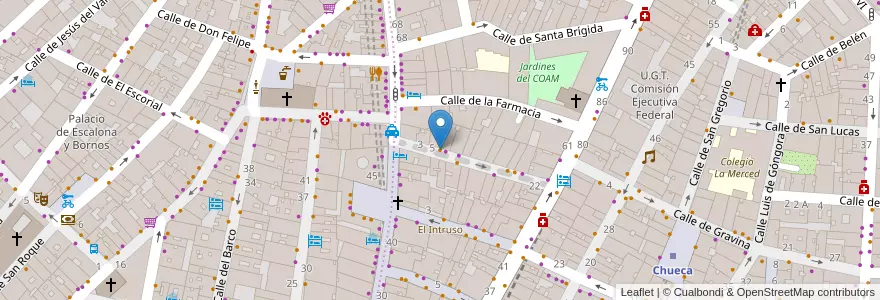 Mapa de ubicacion de Pecado Carnal en España, Comunidad De Madrid, Comunidad De Madrid, Área Metropolitana De Madrid Y Corredor Del Henares, Madrid.