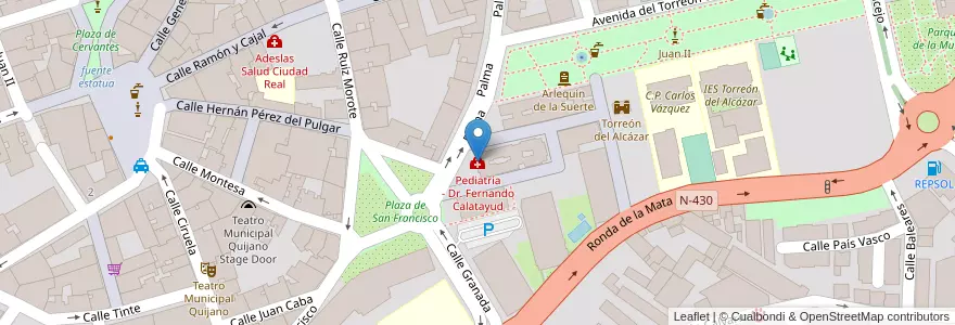 Mapa de ubicacion de Pediatría - Dr. Fernando Calatayud en スペイン, カスティーリャ＝ラ・マンチャ州, Ciudad Real, Campo De Calatrava, Ciudad Real.