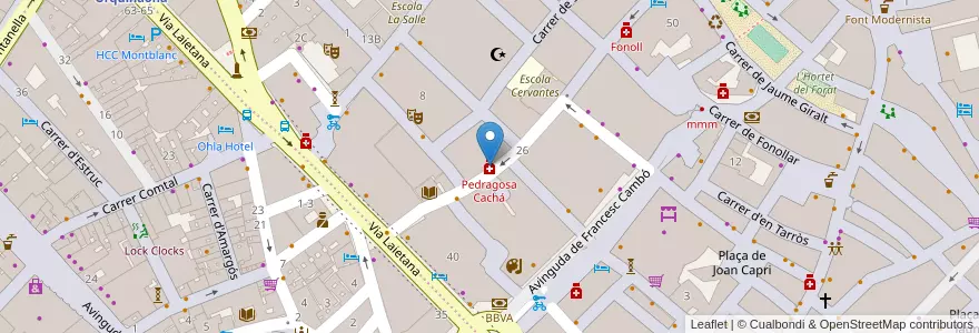 Mapa de ubicacion de Pedragosa Cachá en España, Catalunya, Barcelona, Barcelonès, Barcelona.