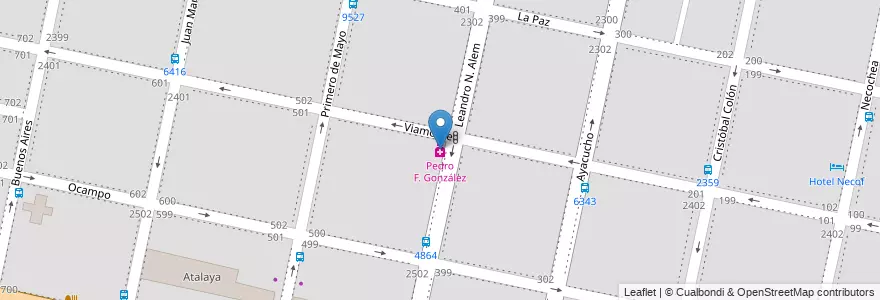Mapa de ubicacion de Pedro F. González en Аргентина, Санта-Фе, Departamento Rosario, Municipio De Rosario, Росарио.