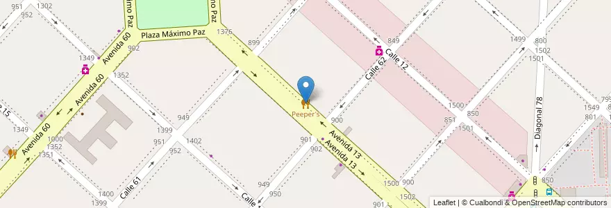Mapa de ubicacion de Peeper's, Casco Urbano en Arjantin, Buenos Aires, Partido De La Plata, La Plata.