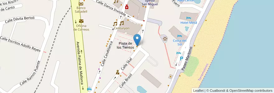 Mapa de ubicacion de Peggy Sue's en اسپانیا, Andalucía, Málaga, Costa Del Sol Occidental, Torremolinos.