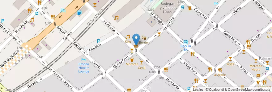 Mapa de ubicacion de Pekín bar de pizzas, Palermo en Arjantin, Ciudad Autónoma De Buenos Aires, Buenos Aires.